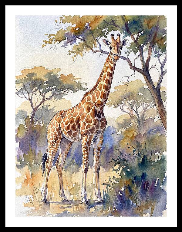 Giraffe In Serene Landscape