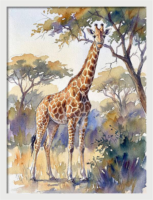 Giraffe In Serene Landscape