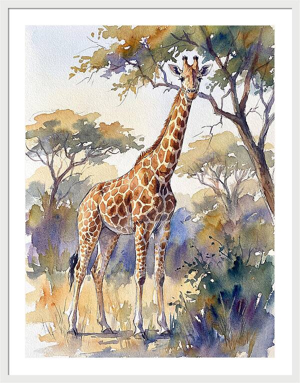 Giraffe In Serene Landscape