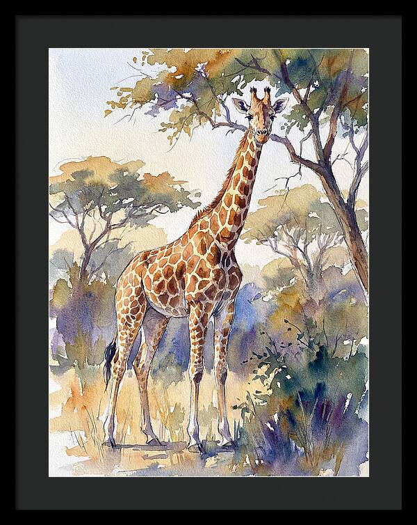 Giraffe In Serene Landscape