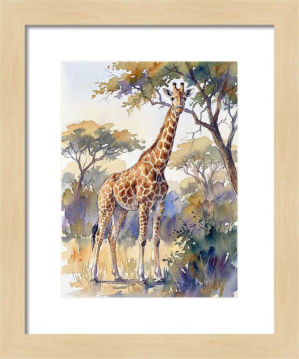 Giraffe In Serene Landscape
