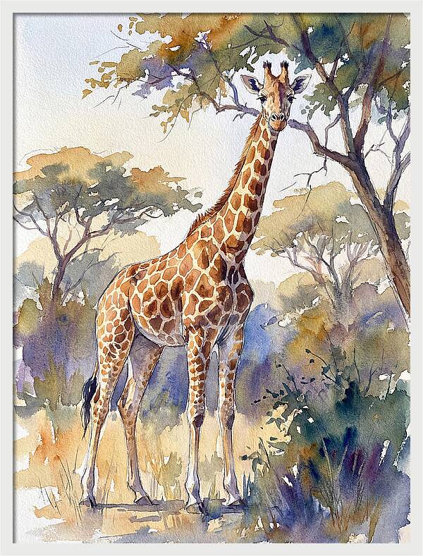 Giraffe In Serene Landscape
