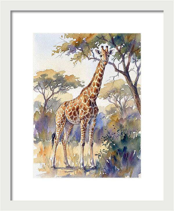 Giraffe In Serene Landscape