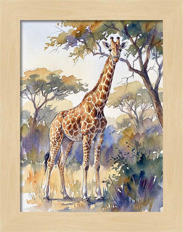 Giraffe In Serene Landscape
