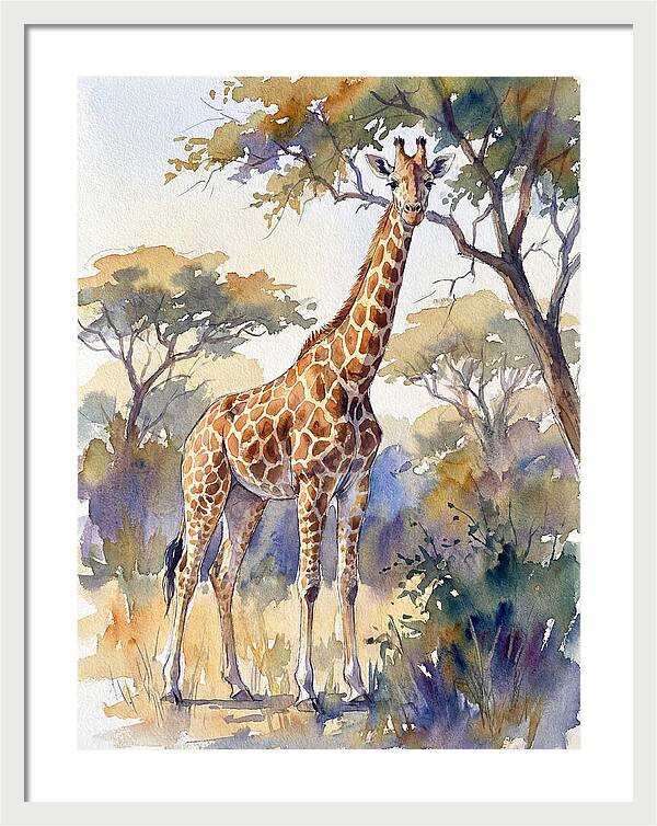 Giraffe In Serene Landscape