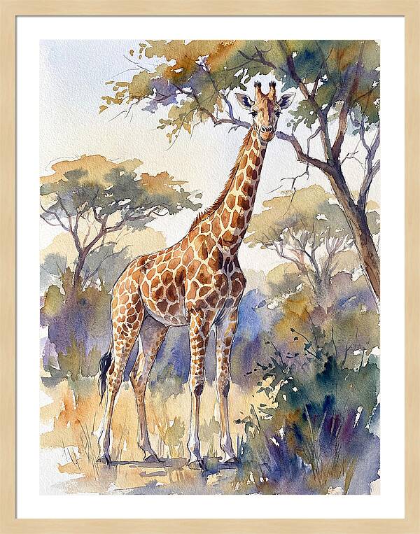 Giraffe In Serene Landscape