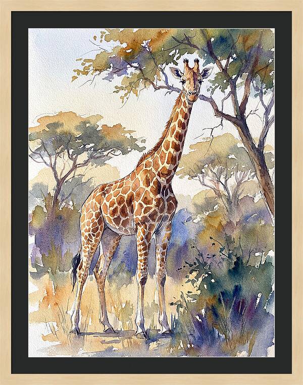 Giraffe In Serene Landscape