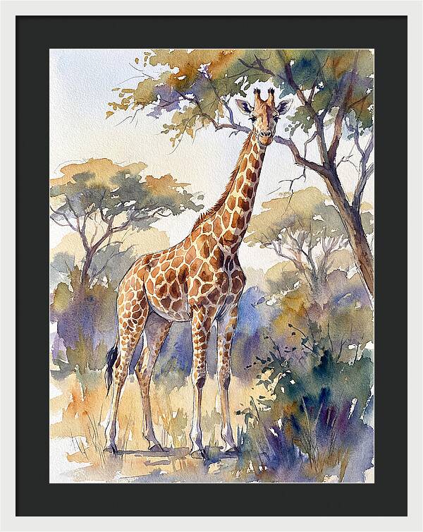 Giraffe In Serene Landscape