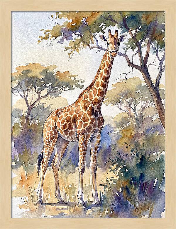 Giraffe In Serene Landscape