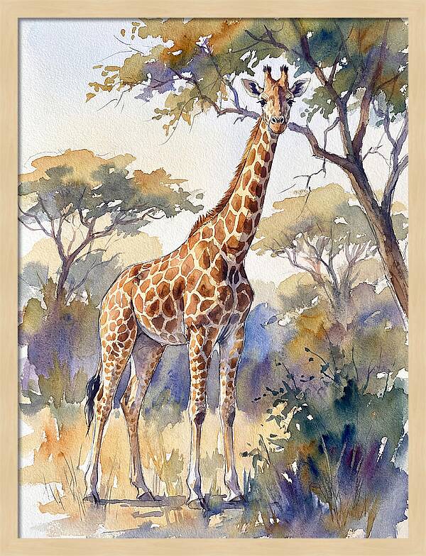 Giraffe In Serene Landscape