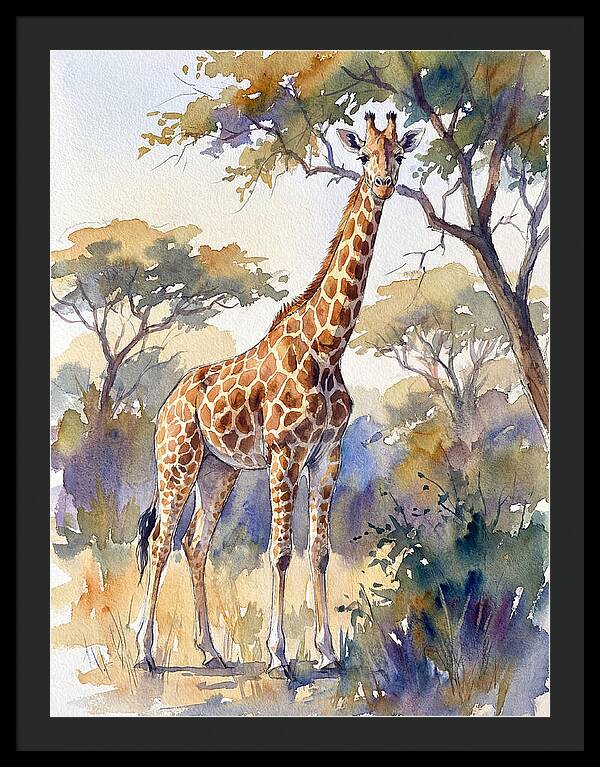Giraffe In Serene Landscape