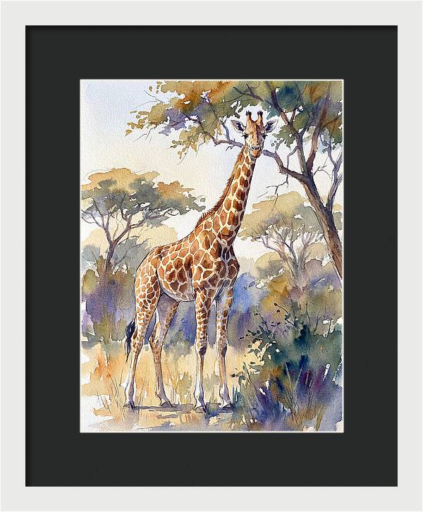Giraffe In Serene Landscape