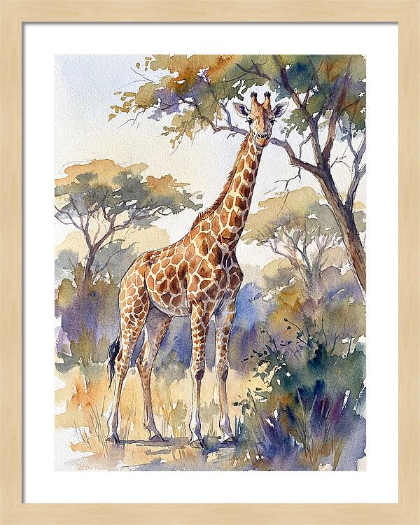 Giraffe In Serene Landscape