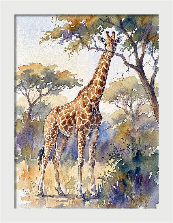 Giraffe In Serene Landscape