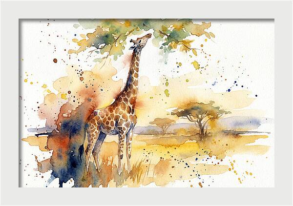 Giraffe Reaching For Leaves