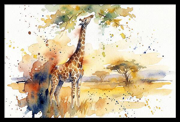 Giraffe Reaching For Leaves