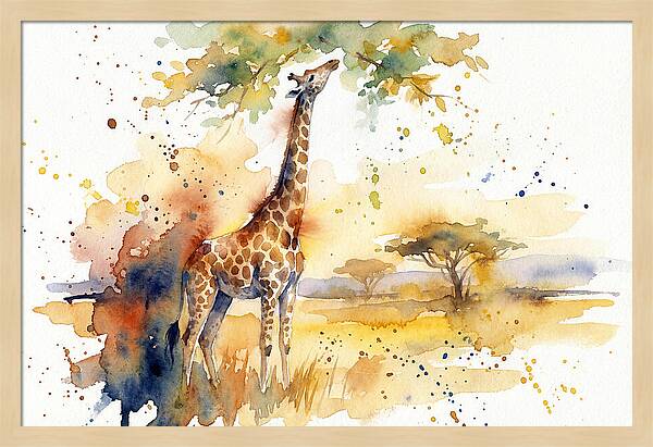 Giraffe Reaching For Leaves