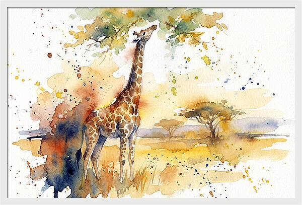 Giraffe Reaching For Leaves