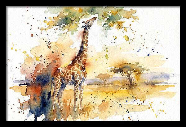 Giraffe Reaching For Leaves