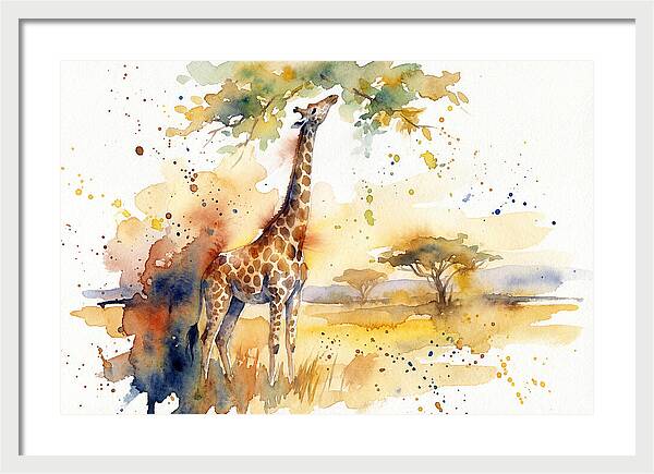 Giraffe Reaching For Leaves