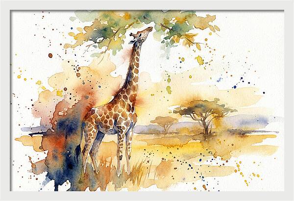 Giraffe Reaching For Leaves