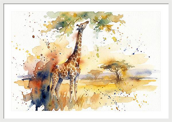 Giraffe Reaching For Leaves