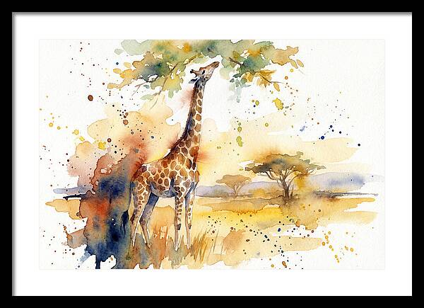 Giraffe Reaching For Leaves