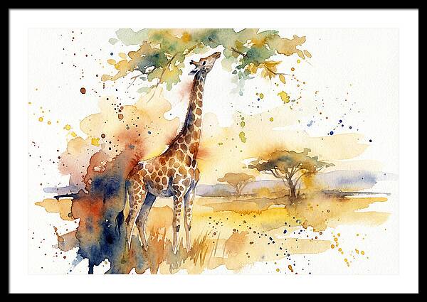 Giraffe Reaching For Leaves