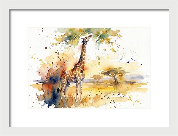 Giraffe Reaching For Leaves