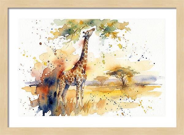 Giraffe Reaching For Leaves