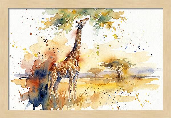 Giraffe Reaching For Leaves