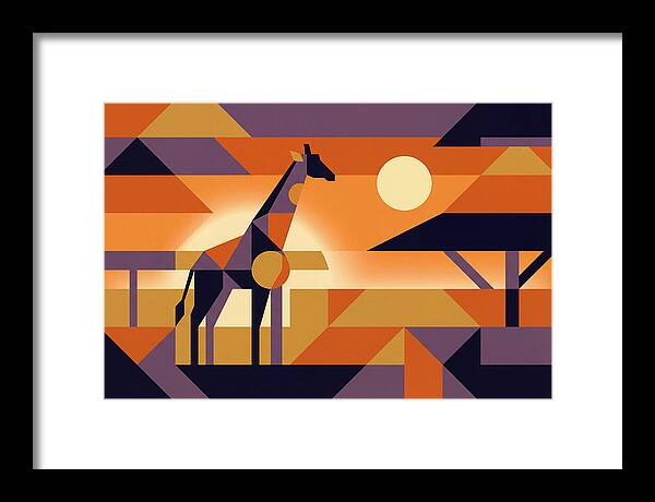 Giraffe Silhouetted Against African Suns