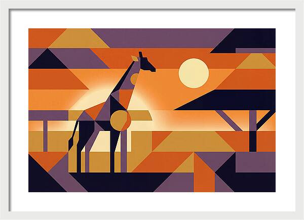 Giraffe Silhouetted Against African Suns