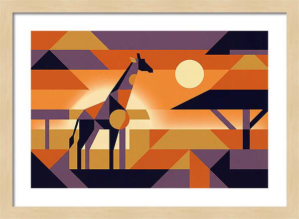Giraffe Silhouetted Against African Suns