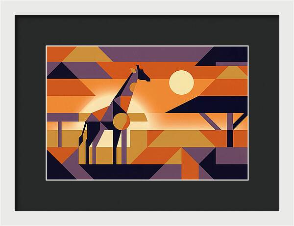 Giraffe Silhouetted Against African Suns