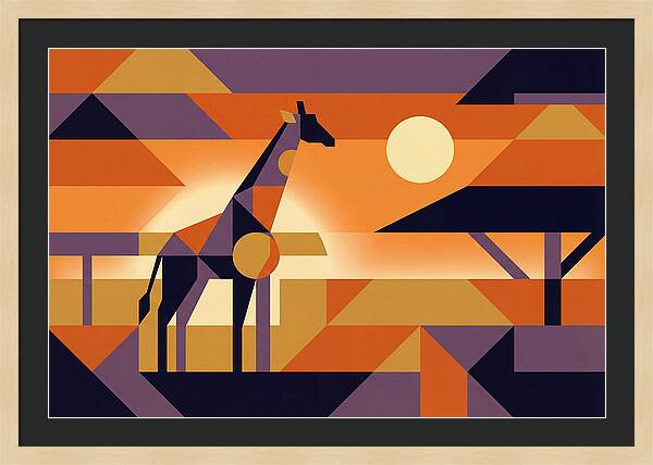 Giraffe Silhouetted Against African Suns