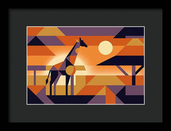 Giraffe Silhouetted Against African Suns