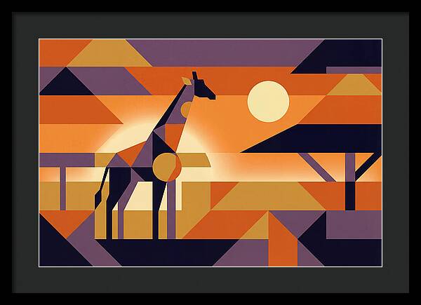 Giraffe Silhouetted Against African Suns