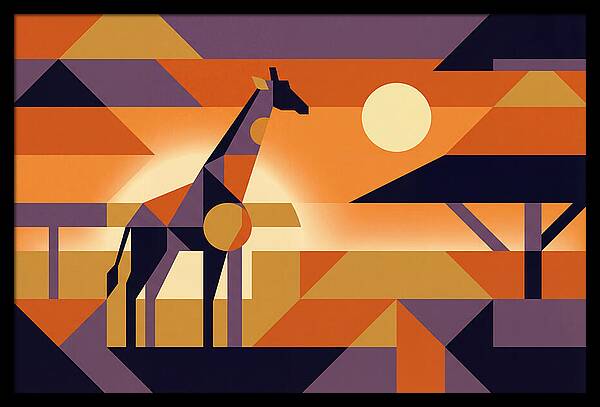 Giraffe Silhouetted Against African Suns