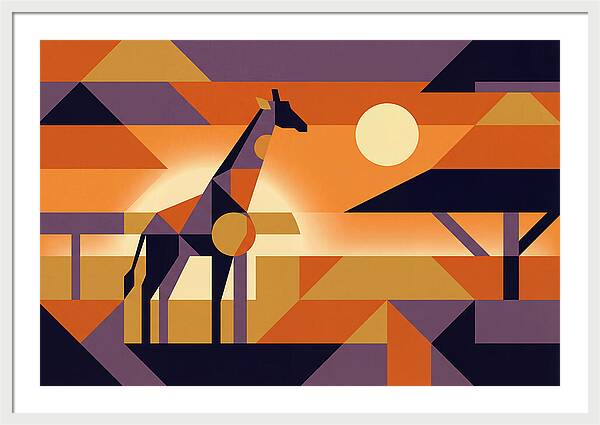 Giraffe Silhouetted Against African Suns