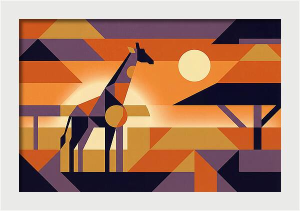 Giraffe Silhouetted Against African Suns