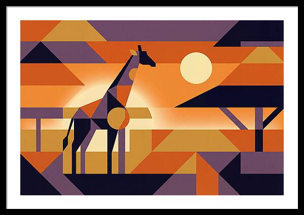 Giraffe Silhouetted Against African Suns