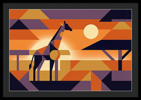 Giraffe Silhouetted Against African Suns