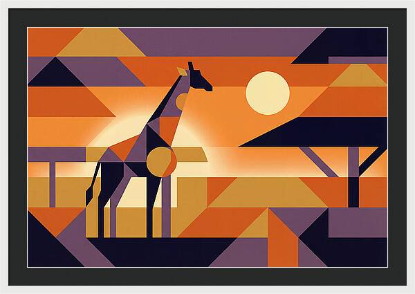 Giraffe Silhouetted Against African Suns