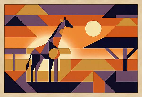Giraffe Silhouetted Against African Suns