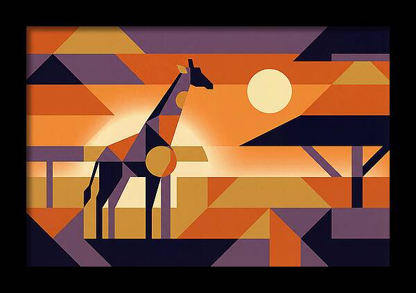 Giraffe Silhouetted Against African Suns