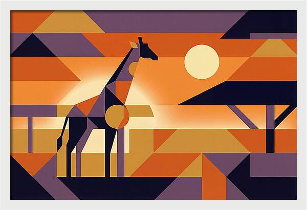 Giraffe Silhouetted Against African Suns