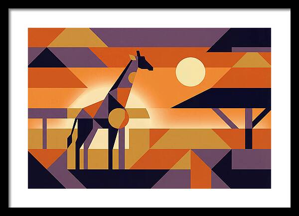 Giraffe Silhouetted Against African Suns