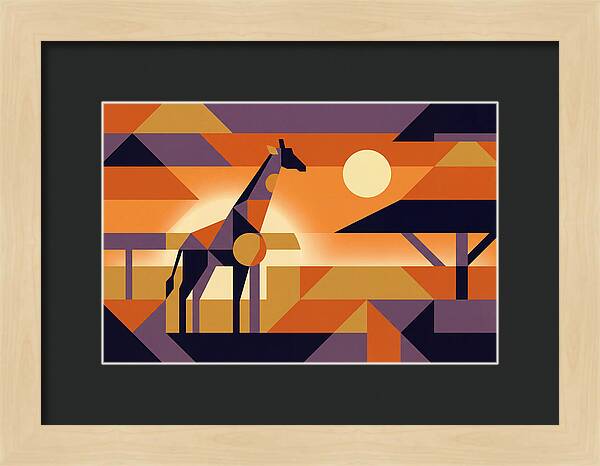 Giraffe Silhouetted Against African Suns