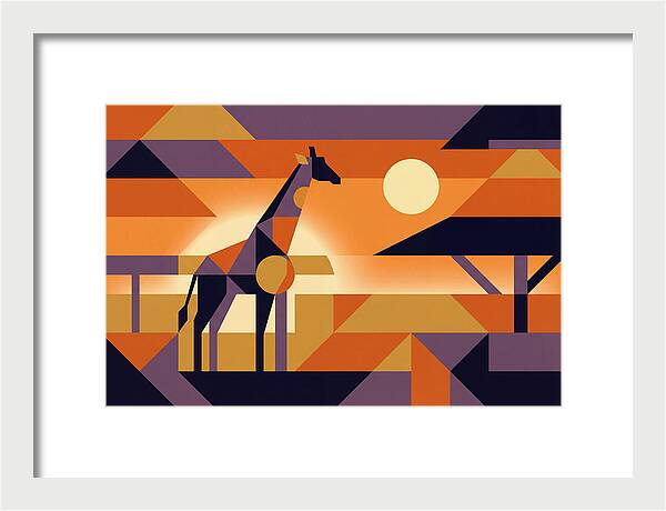 Giraffe Silhouetted Against African Suns